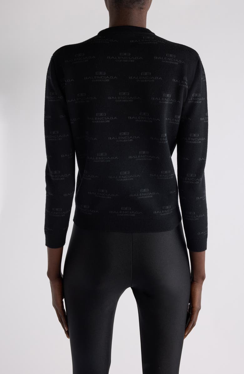 Balenciaga BB Monogram Wool & Cotton Blend Sweater, Alternate, color, 1269 Black/ Grey