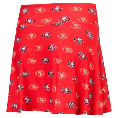 Concepts Sport Scarlet San Francisco 49ers Record Allover Print Knit Sleep Skort In Red