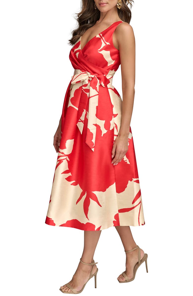 Donna Karan New York Print Tie Waist Fit & Flare Dress, Alternate, color, 