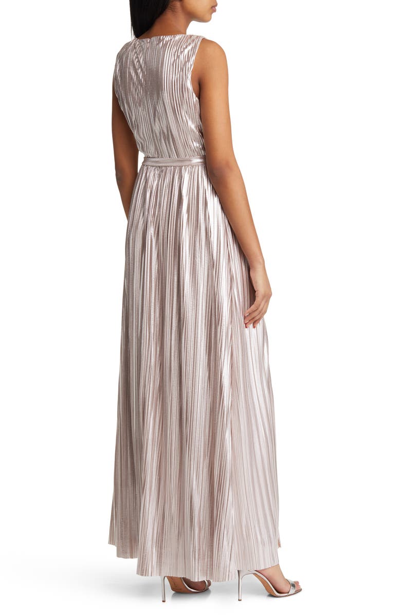 Eliza J Metallic Stripe Sleeveless Gown, Alternate, color, 