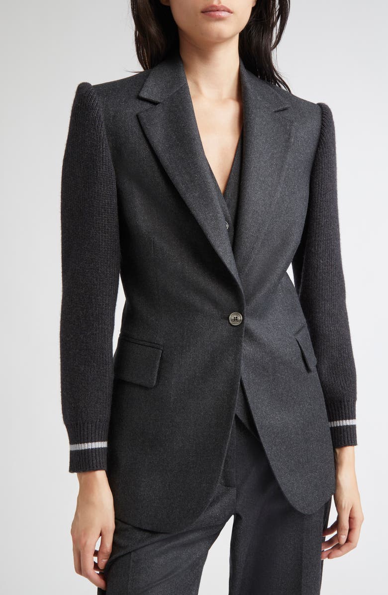 Eleventy Wool Blend Knit Blazer, Alternate, color, 168 Carbon