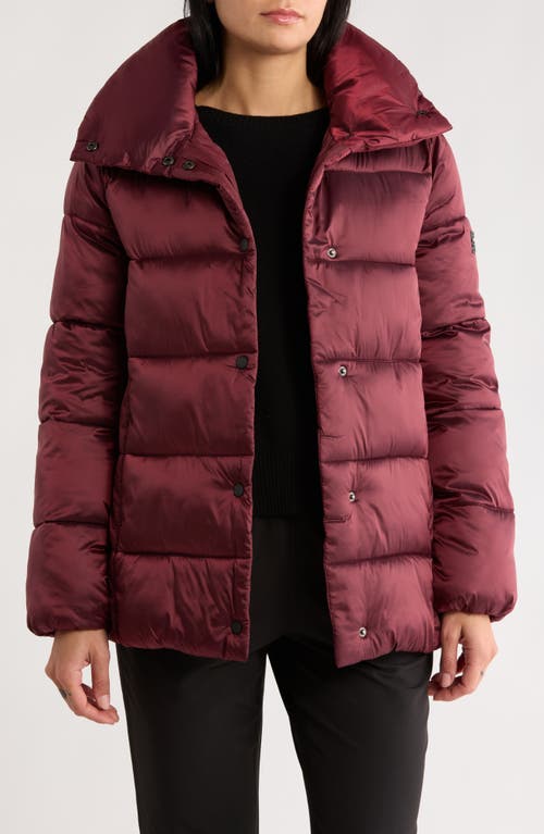 Bcbgeneration Water Resistant Snap Front Puffer Jacket In Burgundy
