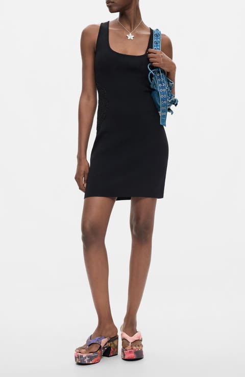 Knit Crochet Trim Minidress