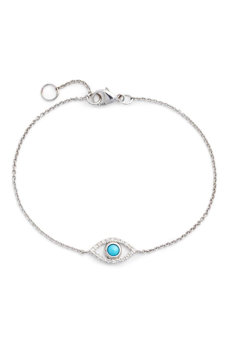 Evil Eye Turquoise Bracelet, Main, color, SILVER/ BLUE