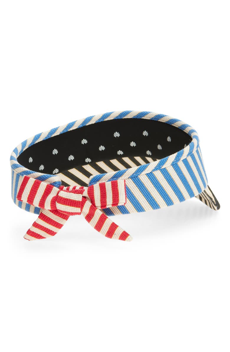 Lele Sadoughi Stripe Bow Tie Visor, Alternate, color, 