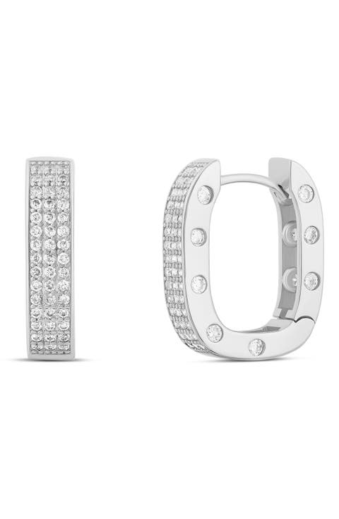 Pavé Chunky Horseshoe Hoop Earrings