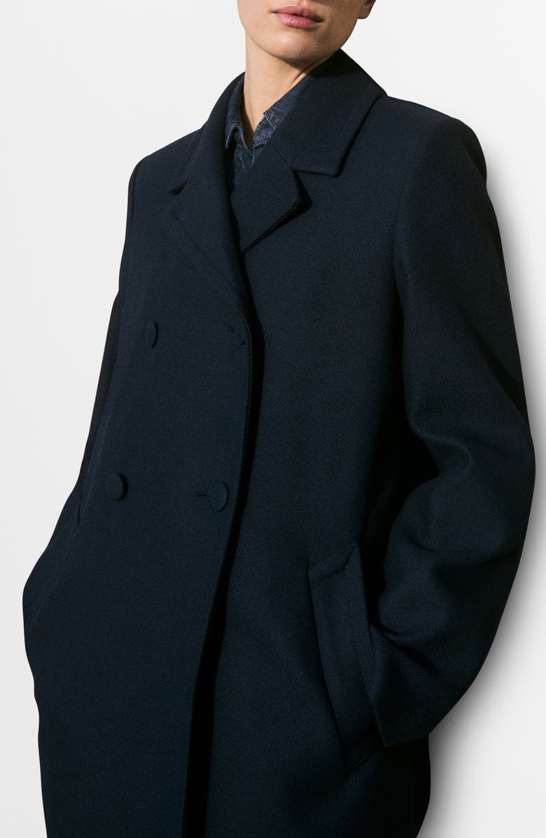 MANGO Double Breasted Coat, Main, color, Dark Navy