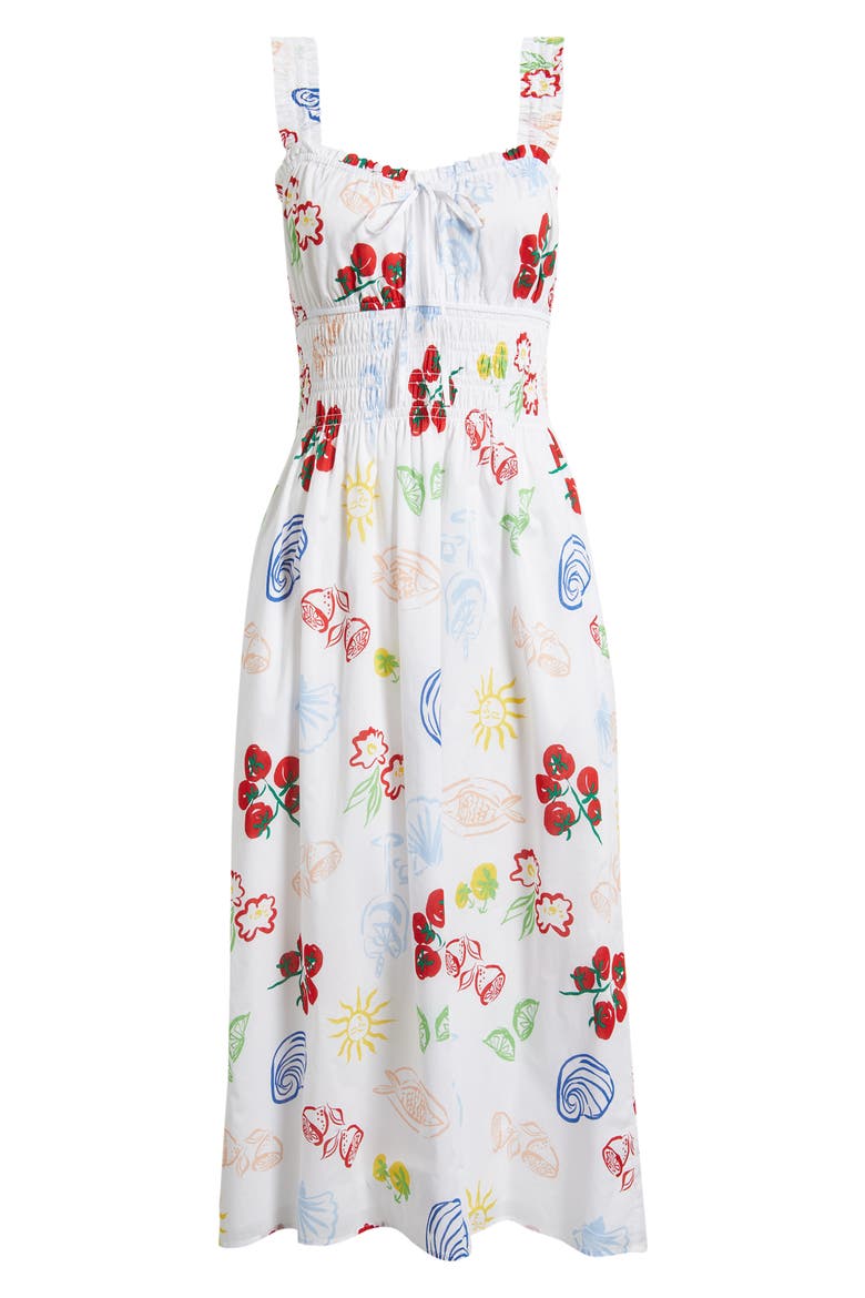 x Giadzy Capri Printed Cotton Midi Sundress, Alternate, color, WHITE ANTIPASTI
