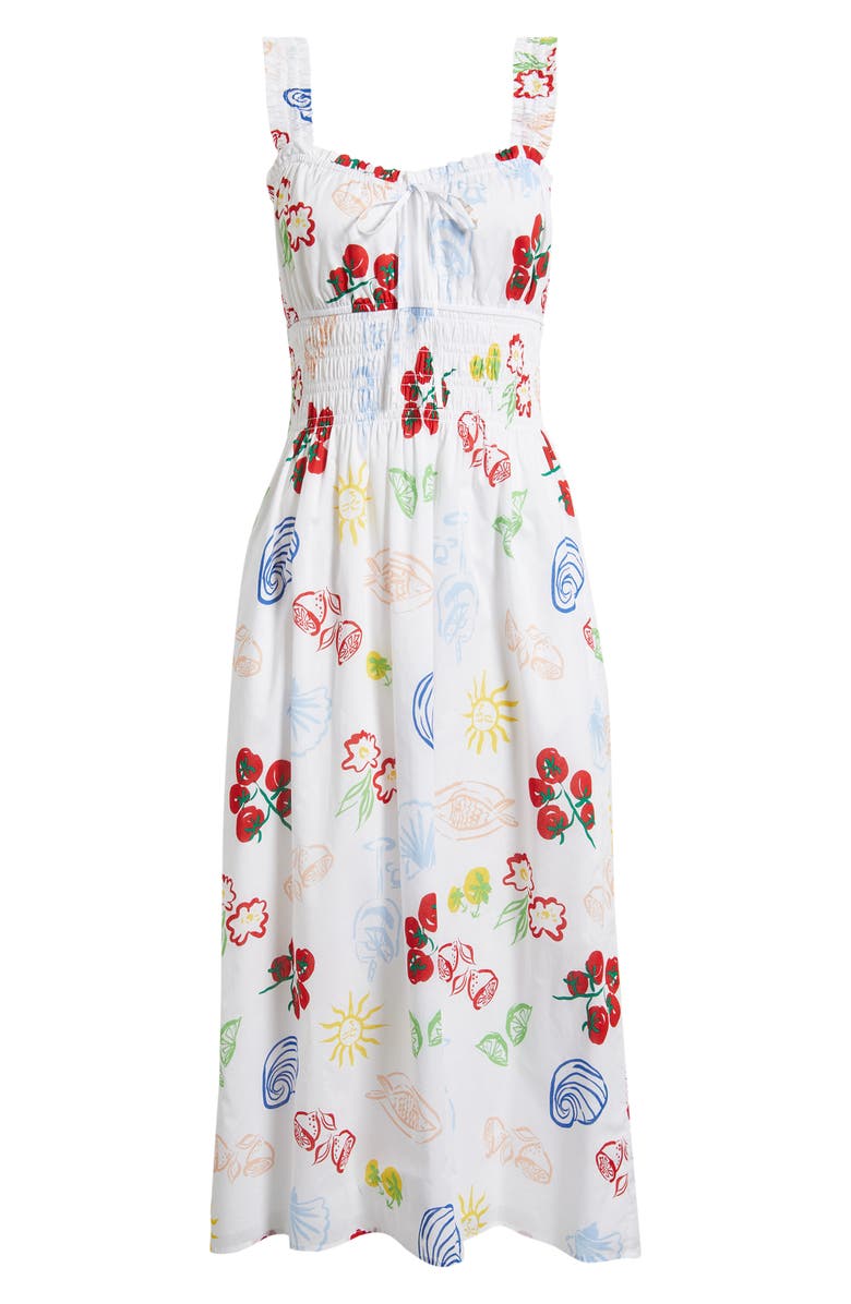 Rails Capri Printed Cotton Midi Sundress, Alternate, color, White Antipasti