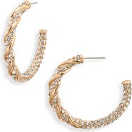 Open Edit Crystal Pavé Hoop Earrings
