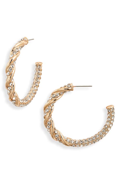 Open Edit Crystal Pavé Hoop Earrings In Gold