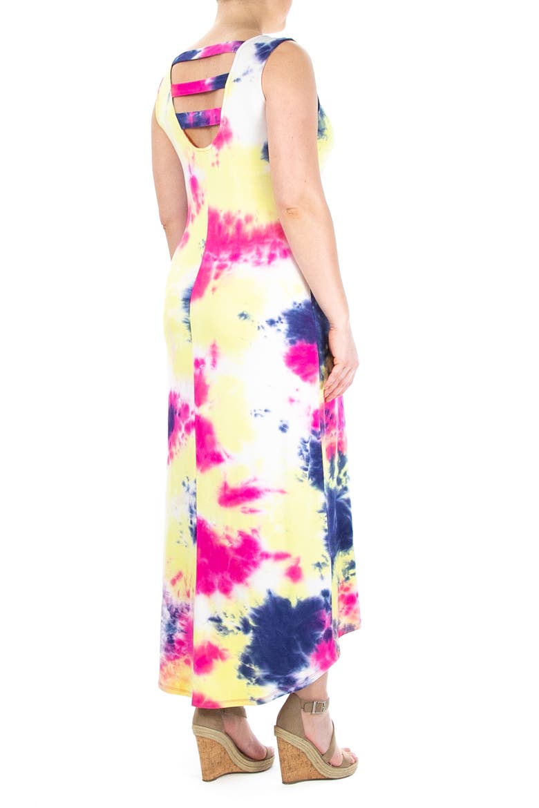 High-Low Tie Dye Maxi Dress, Alternate, color, NAVY/ PINK MULTI