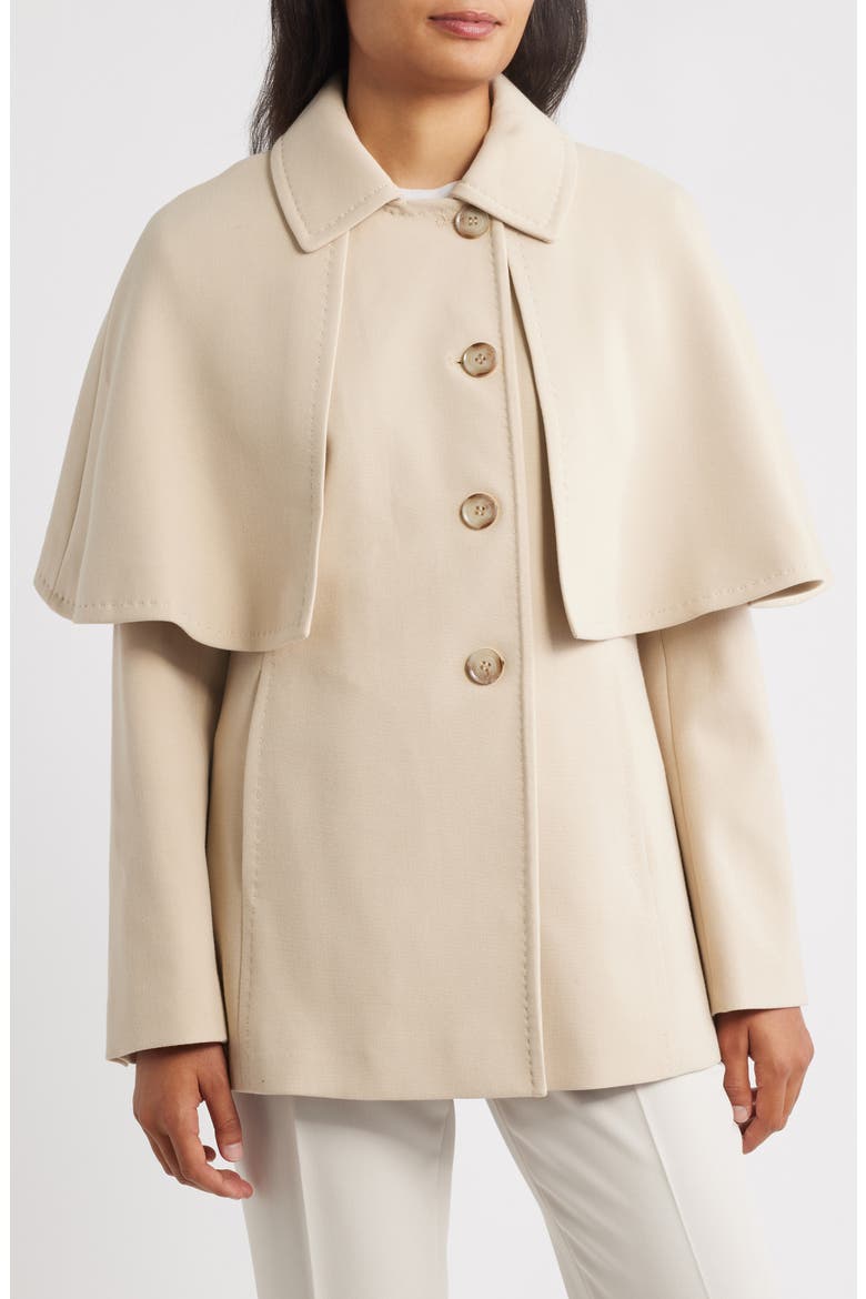 Water Repellent Crepe Raincoat with Cape, Main, color, IVORY