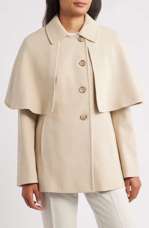 Water Repellent Crepe Raincoat with Cape