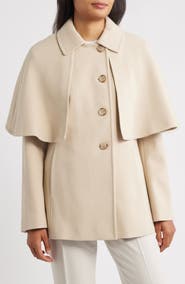 Donna Karan New York Water Repellent Crepe Raincoat with Cape