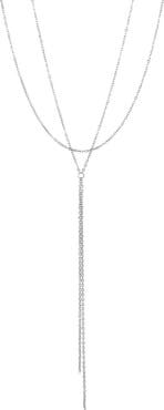 Adornia White Rhodium Plated Layered Y-Necklace