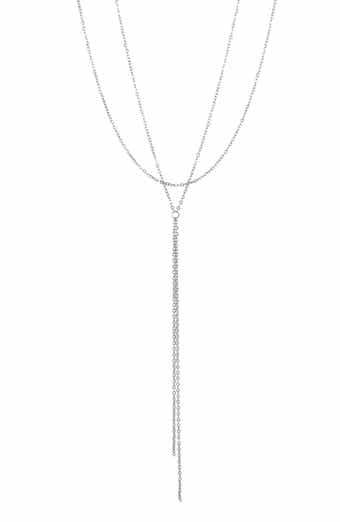 Adornia White Rhodium Plated Layered Y-Necklace