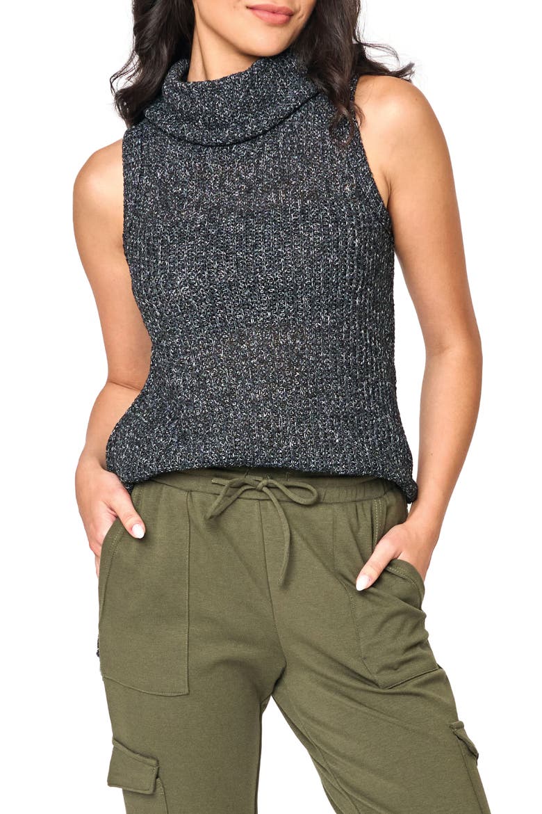 Cowl Neck Sweater Tank, Main, color, BLACK