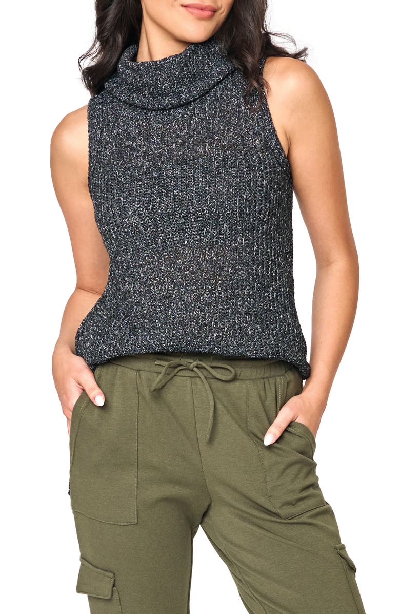 GIBSONLOOK Cowl Neck Sweater Tank, Main, color, Black