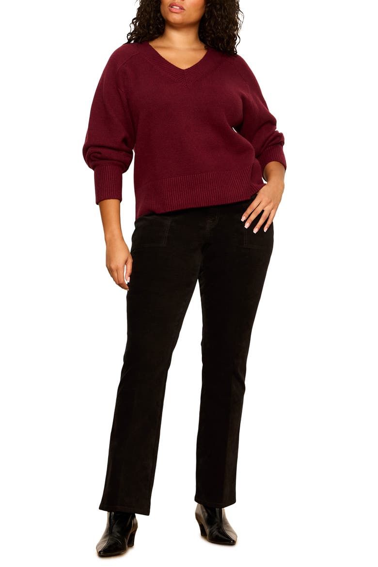 Vanna V-Neck Sweater, Alternate, color, BORDEAUX