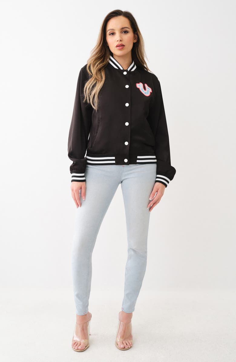 True Religion Satin Varsity Jacket, Alternate, color,