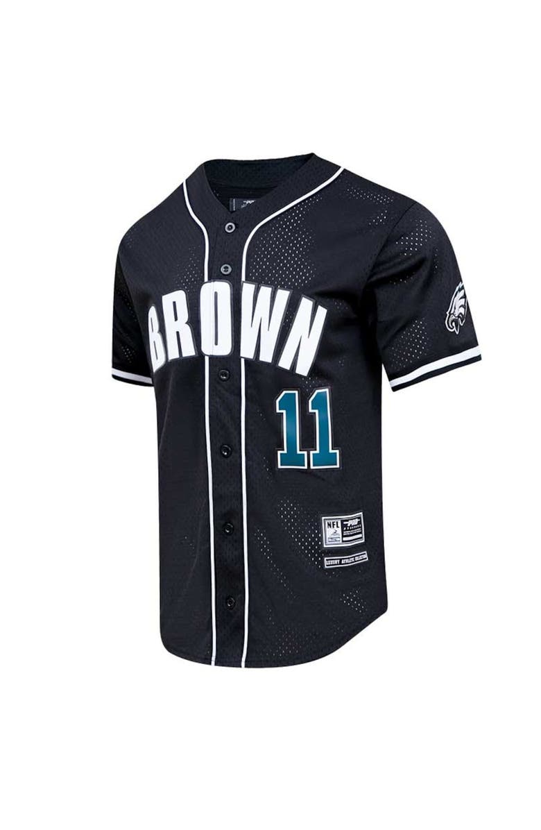 PRO STANDARD Men's Pro Standard A.J. Brown Black Philadelphia Eagles Mesh Baseball Button-Up T-Shirt, Alternate, color,