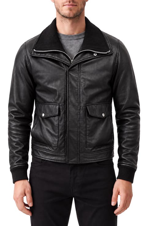 Leather Jacket with Removable Knit Bib