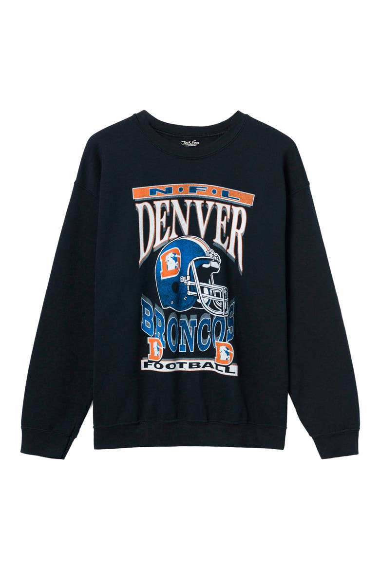 Denver Broncos Helmet Flea Market Crewneck Sweatshirt, Main, color, BLACK