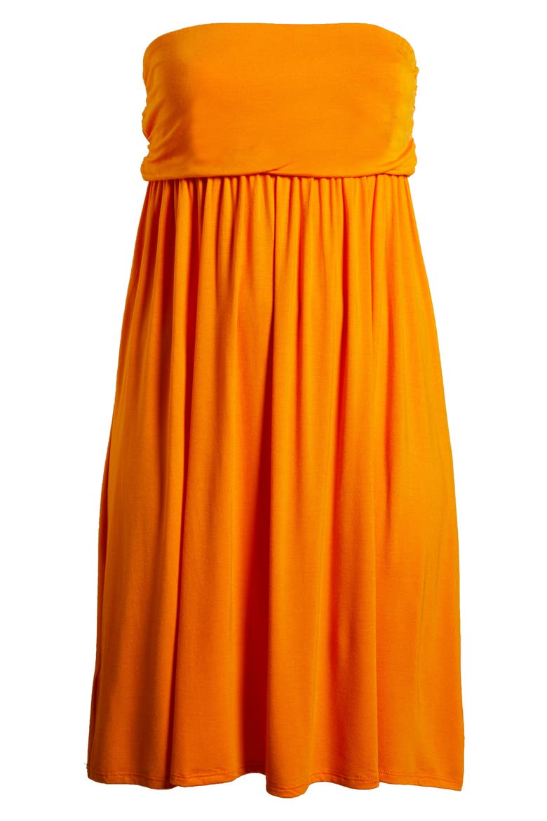 Strapless Jersey Midi Dress, Alternate, color, ORANGE