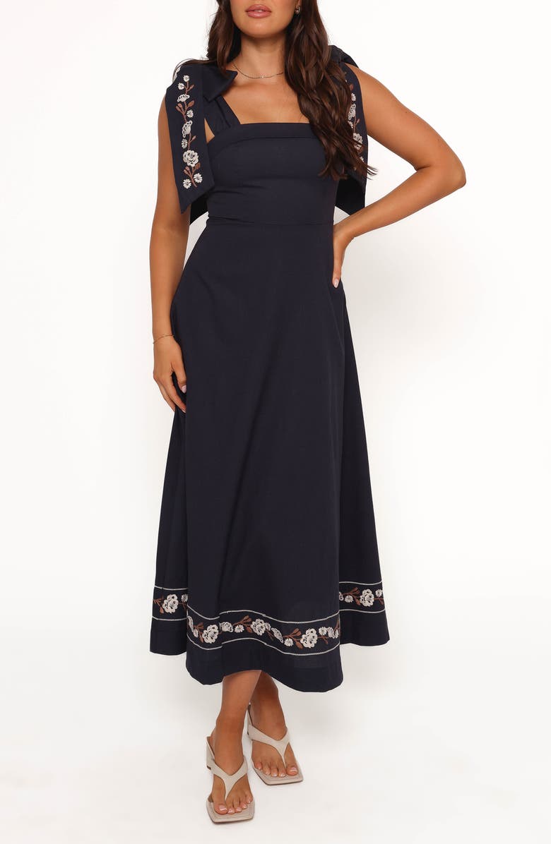 Petal & Pup Marcella Tie Strap Maxi Dress, Main, color, Navy