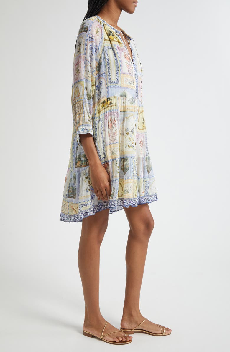 Camilla Gathered Panel Silk Minidress, Alternate, color, Botanical Ballads