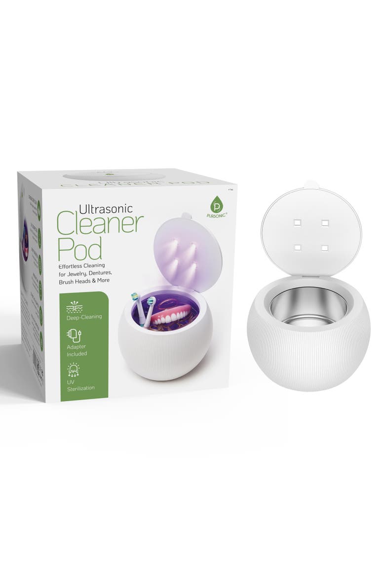Ultrasonic Cleaner Pod with UV Sterilization, Main, color, White
