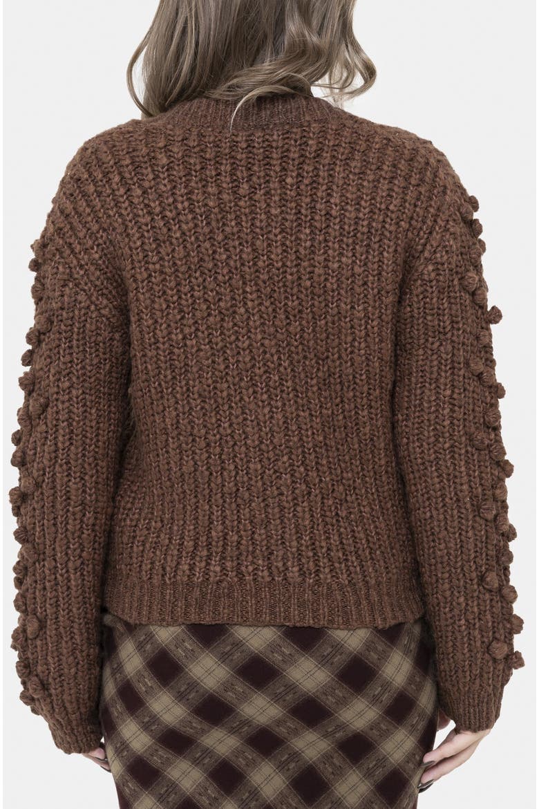 Isla Chunky Embroidered Knit Cardigan, Alternate, color, Brown