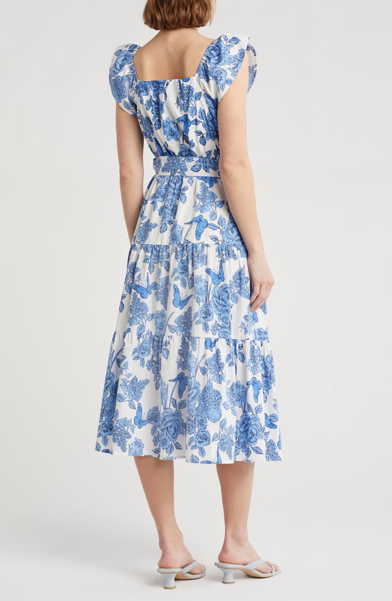 Eliza J Tulip Ruffle Sleeve Midi Dress, Alternate, color,