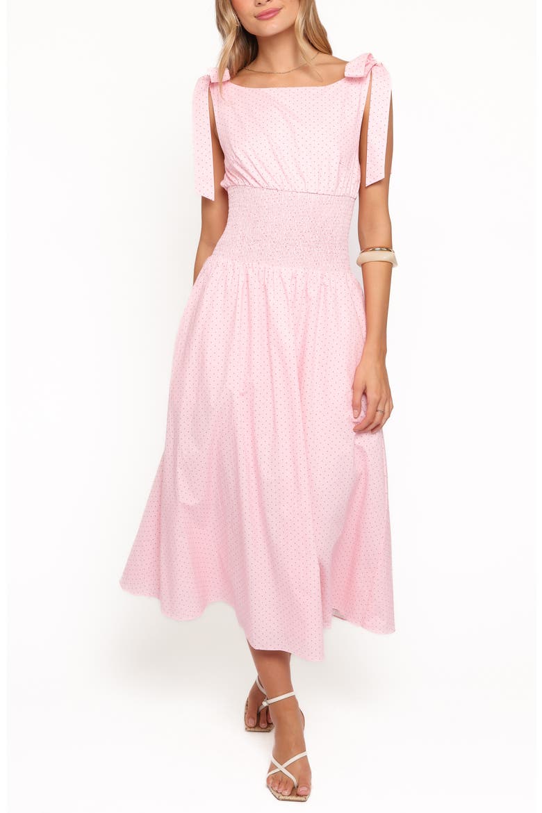 Leticia Polka Dot Cotton Midi Dress, Main, color, PINK POLKA DOT