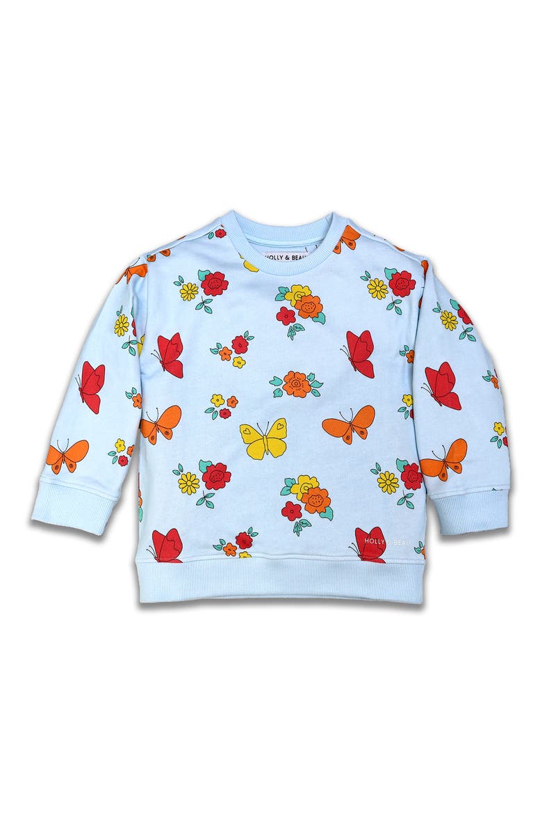 Kid's Long Sleeve Cotton Crew Neck Sweatshirt, Main, color, Blue
