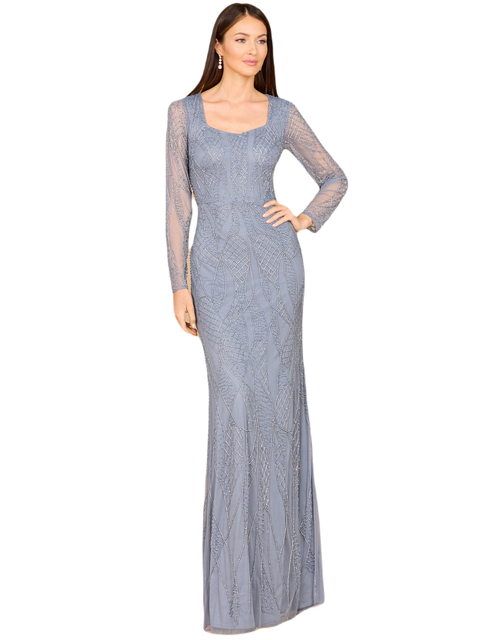 V Neck Beaded Long Sleeve Dress