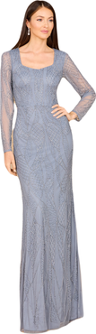 LARA New York V Neck Beaded Long Sleeve Dress