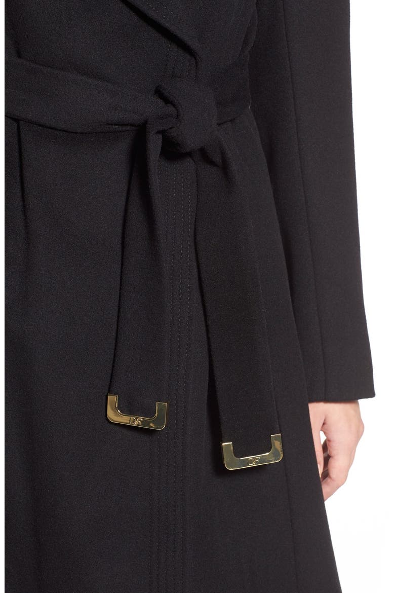 Long Wool Blend Wrap Coat, Alternate, color, BLACK
