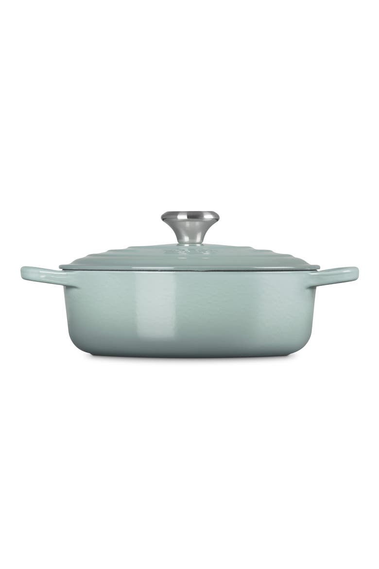Signature 3.5-Quart Round Wide Enamel Cast Iron Dutch Oven, Alternate, color, SEA SALT