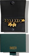 IMBER Set of 9 Orchid Hoop, Stud & Drop Earrings