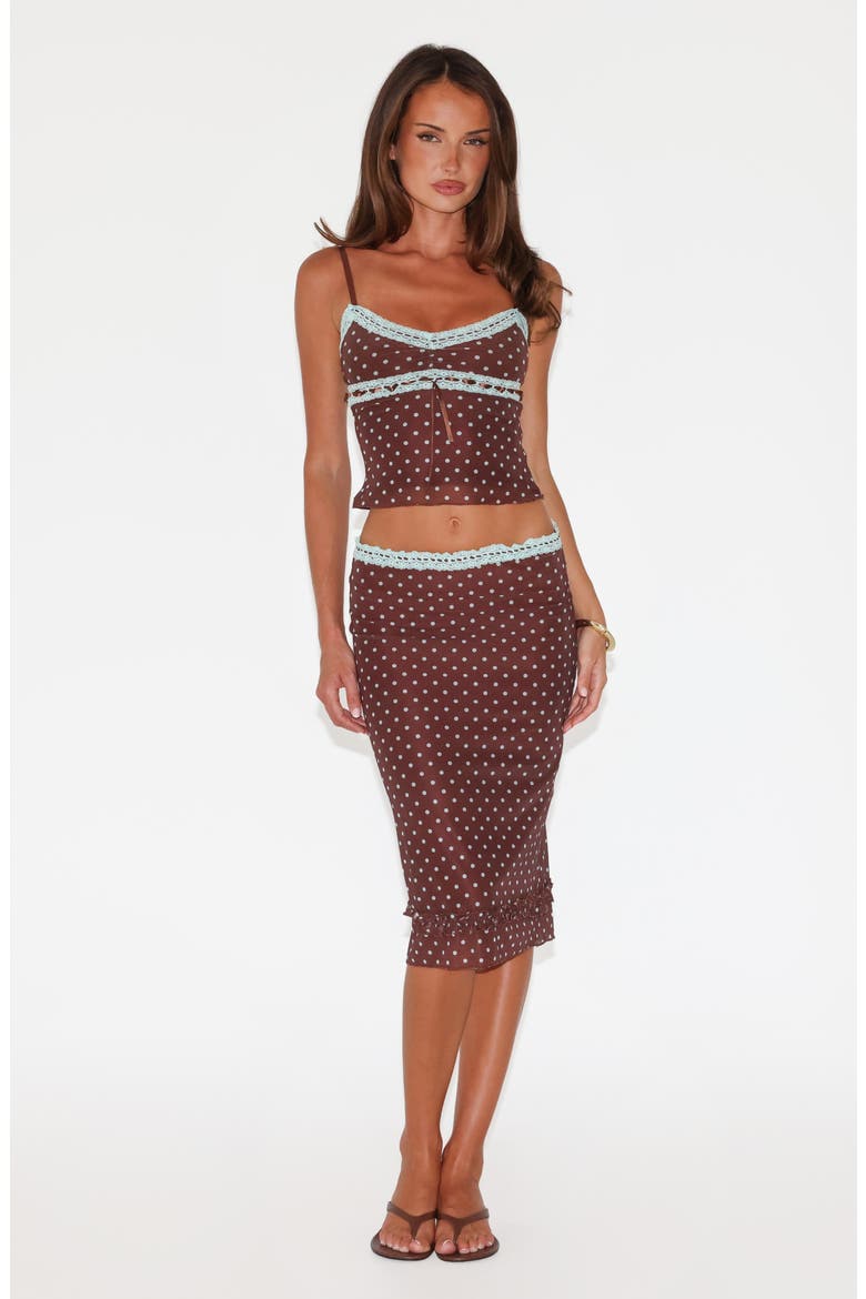 Amara Lace Crop Camisole, Alternate, color, BROWN/ BLUE POLKA DOT