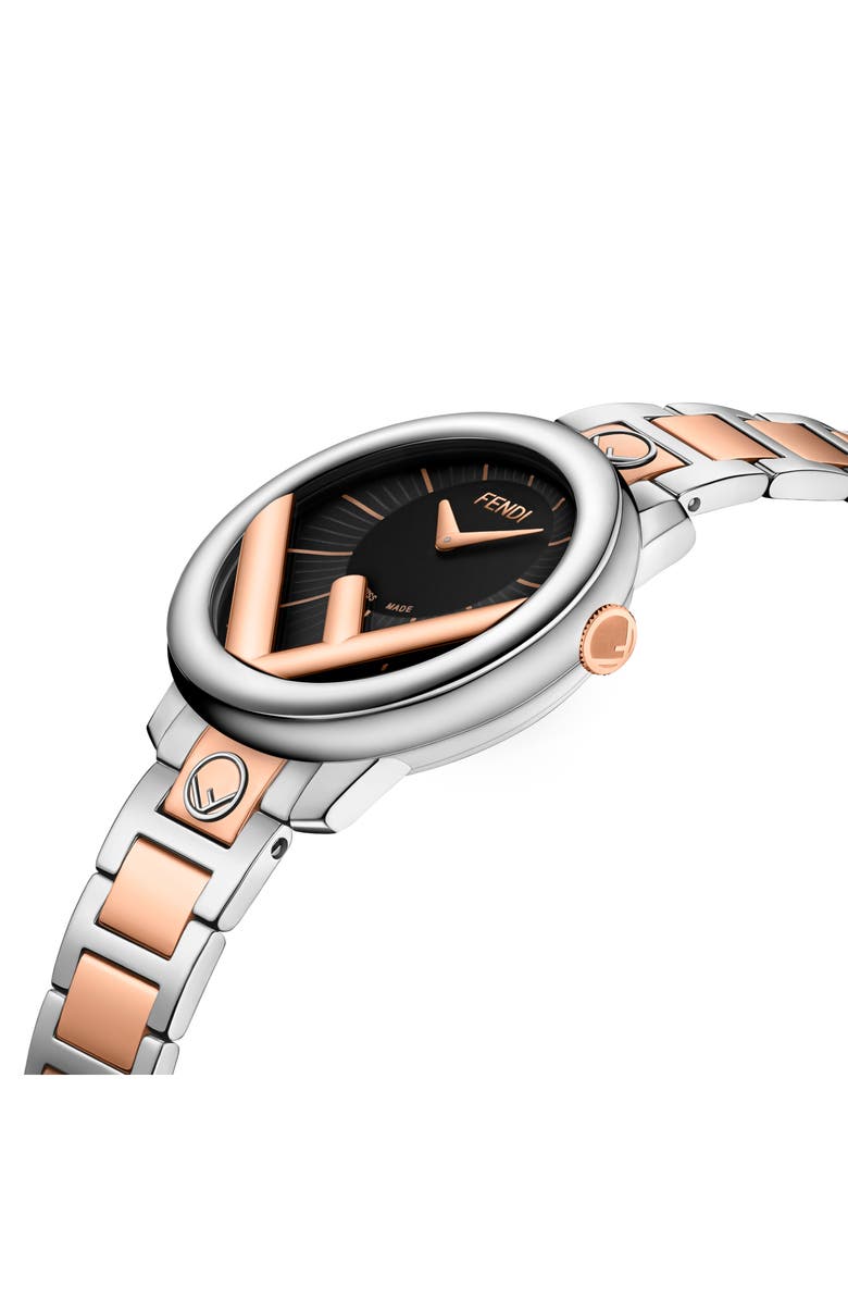Fendi Run Away Two-Tone Swiss Quartz Bracelet Watch, 36mm, Alternate, color, Rose Gold Black Two Tone