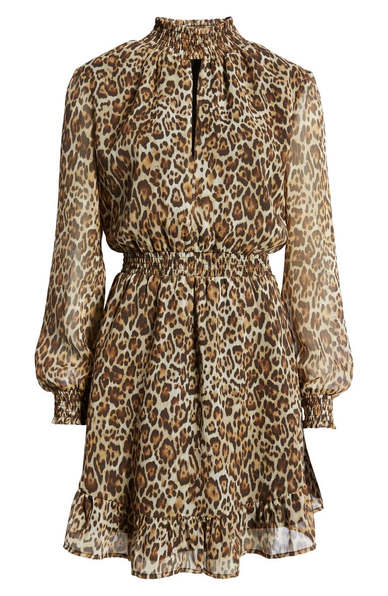 Charles Henry Smocked Cutout Long Sleeve Minidress, Alternate, color,