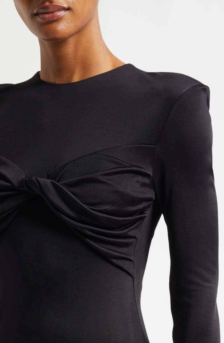 FARM Rio Black Twisted Cup Long Sleeve Midi Dress, Alternate, color, Black