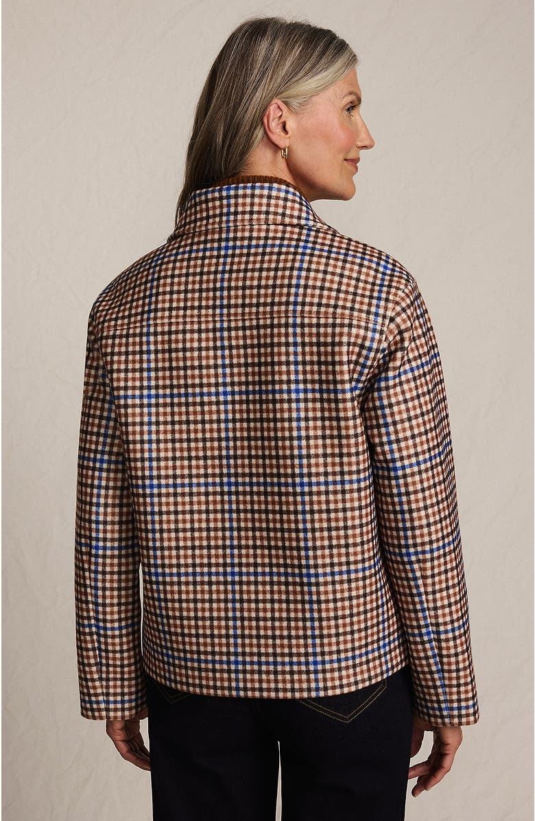 Lands' End Heritage Brushed Print Shirt Jacket, Alternate, color, Ivory Latte Check