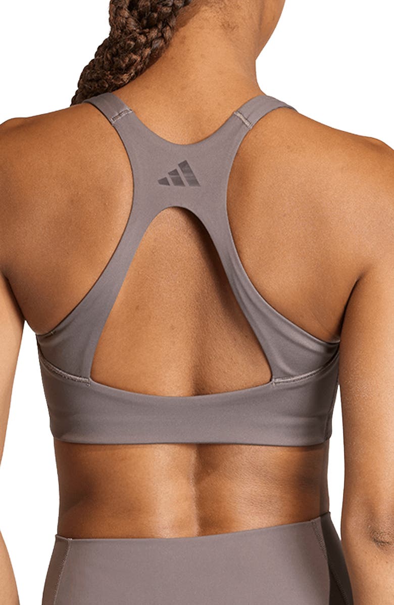 adidas Opt 3-Stripes Low Impact Sports Bra, Alternate, color, Charcoal/ Black