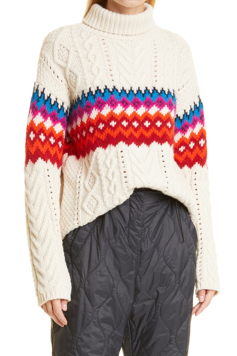 Willow Fair Isle Wool Turtleneck Sweater, Main, color, CREAM MULTI