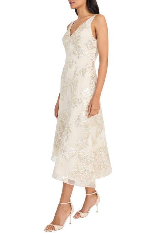 Maggy London Floral Sequin Asymmetric Midi Dress