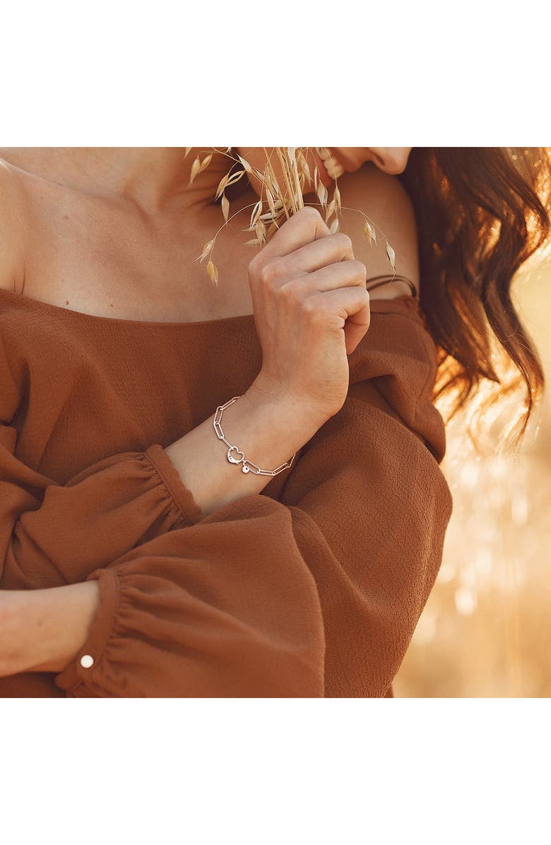 DELMAR Heart Paper Clip Link Bracelet, Alternate, color,